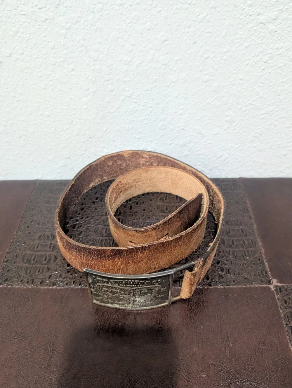 Vintage Levi Strauss & Co. Leather Belt Brass Buckle Made in USA